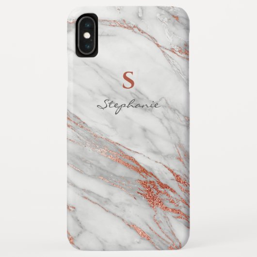Girly Roos Gold Glitter en White Monogram Case-Mate iPhone Case (Achterkant)