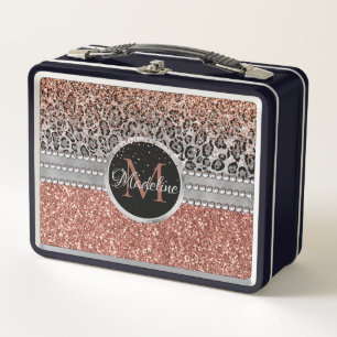 Girly Roos Gold Glitter Leopard Monogram