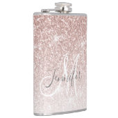 Girly Roos Gold Glitter Monogram Bachelorette Heupfles (Rechts)