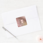 Girly Roos Gold Glitter Name Monogram Vierkante Sticker (Envelop)