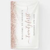 Girly Roos Gold Glitter Name Welcome 2First Spandoek (Verticaal)