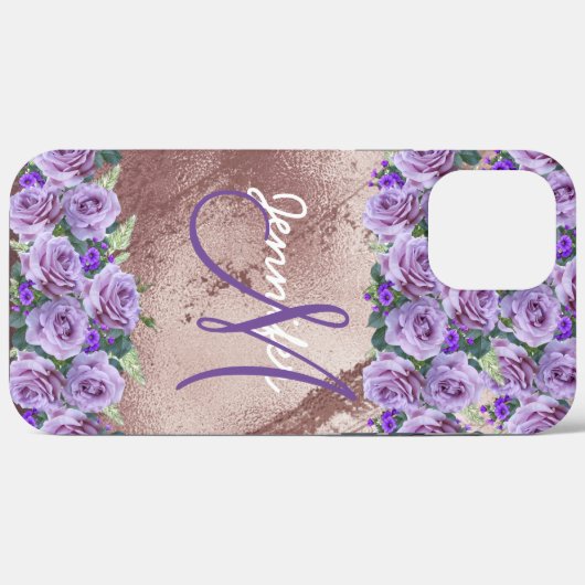 Girly Roos Gold Glitter Script Monogram Case-Mate iPhone Case (Achterkant (horizontaal))