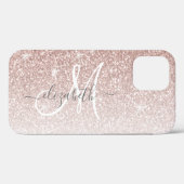 Girly Roos Gold Glitter Script Monogram Case-Mate iPhone Case (Achterkant (horizontaal))