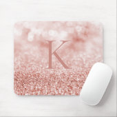 Girly Roos Gold Glitter Shiny Bokeh Monogram Muismat (Met muis)