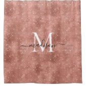 Girly Roos Gold Glitter Sparkle Monogram Script Douchegordijn (Voorkant)