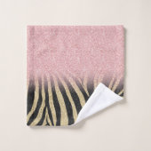 Girly Roos Gold Glitter Sparkles Black Zebra Print Bad Handdoek (Wasdoekje)