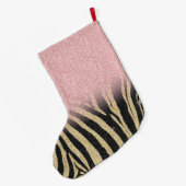 Girly Roos Gold Glitter Sparkles Black Zebra Print Grote Kerstsok (Achterkant (Hangend))
