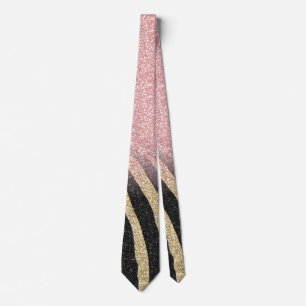 Girly Roos Gold Glitter Sparkles Black Zebra Print Stropdas