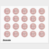 Girly Roos Gold Glitter Sparkles Monogram Ronde Sticker (Vel)