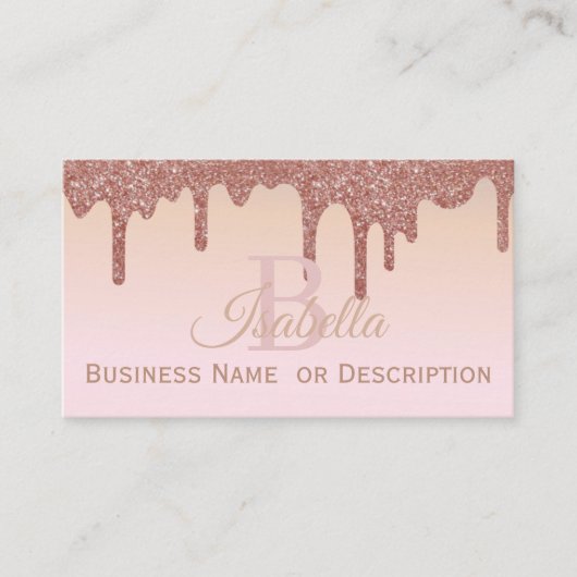 Girly, Roos Gold Glitter Visitekaartje (Voorkant)