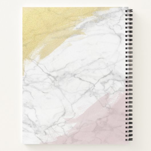 Girly Roos Gold Monogram, gepersonaliseerd marmer Notitieboek (Achterkant)