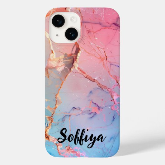 Girly Roos Gold Pink Agate Quartz Sparkle Monogram Case-Mate iPhone Case (Achterkant)