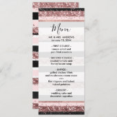 Girly Roos Gold Pink Black Glitter Stripes Patroon Menu (Voorkant / Achterkant)