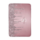 Girly Roos Gold Pink Glitter Drip Sparkle Monogram Badmat (Voorkant Verticaal)