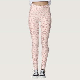 Girly Roos Gold Pink Trendy Leopard Cheetah Print Leggings