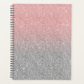 Girly Roos Gold Silver Glitter Ombre Design Planner (Voorkant)