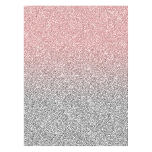 Girly Roos Gold Silver Glitter Ombre Design Tafelkleed (Voorkant)