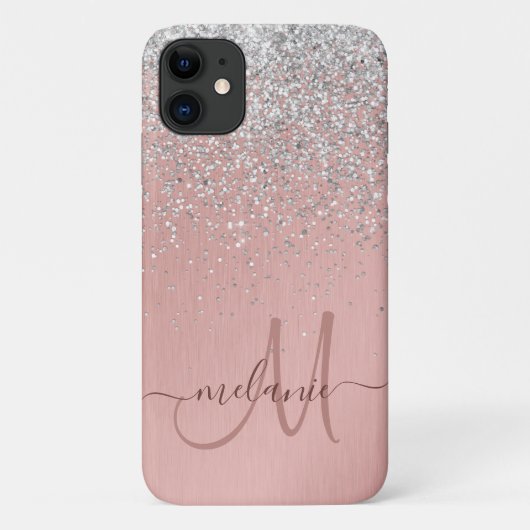  Girly Roos Gold Silver Glitter Sparkly Case-Mate iPhone Case (Achterkant)