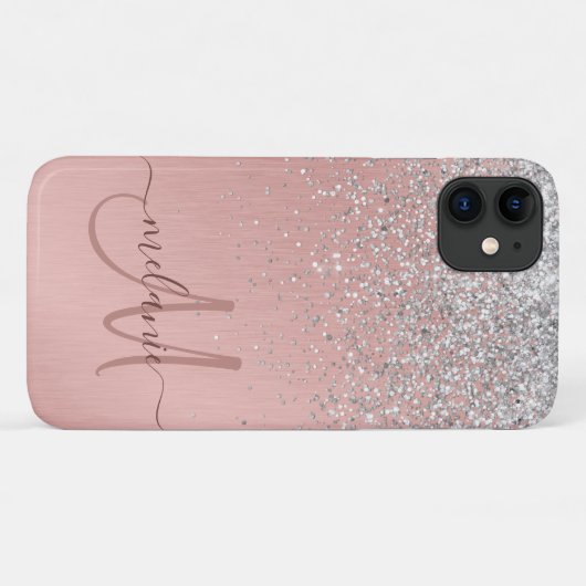 Girly Roos Gold Silver Glitter Sparkly Case-Mate iPhone Case (Achterkant (horizontaal))