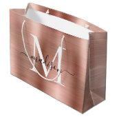 Girly Roos Goud Geborsteld Metalen Monogram Script Groot Cadeauzakje (Achterkant Gekanteld)