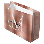 Girly Roos Goud Geborsteld Metalen Monogram Script Groot Cadeauzakje (Voorkant Gekanteld)