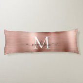 Girly Roos Goud Geborsteld Metalen Monogram Script Lichaamskussen (Achterkant)
