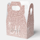 Girly Roos Goud Glitter Blush Naam Monogram Bedankdoosjes (Geopend)