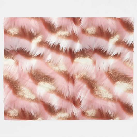 Girly Roos Goud Roze Wit Fleece Deken (Voorkant (Horizontaal))