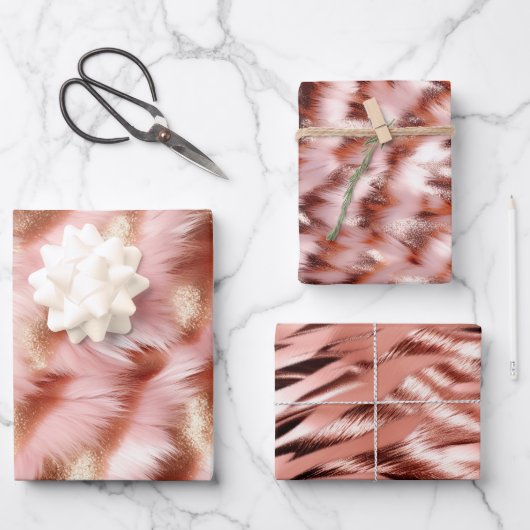 Girly Roos Goud Roze Wit Inpakpapier Vel (Voorkant)