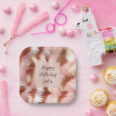 Girly Roos Goud Roze Wit Papieren Bordje (Feest)