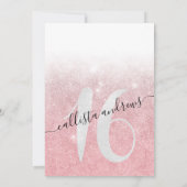 Girly Roos Goud Wit Glitter Ombre Sweet 16 Kaart (Achterkant)