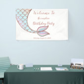 Girly Roos Goud Wit Zeemeermin Staart Pool Verjaar Spandoek (Beurs)