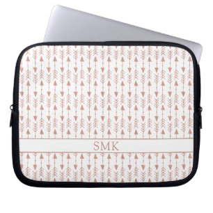 Girly Roos Gouden Folie Tribal Arrows Monogram Laptop Sleeve