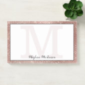 Girly Roos Gouden Glam Sparkle Monogram Naam Groot Post-it® Notes (Kantoor)