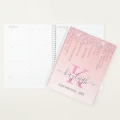 Girly Roos Gouden Glitter Drips Ombre Monogram 202 Planner (Display)