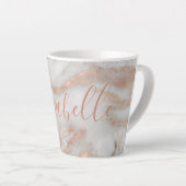 Girly roos gouden glitter marmeren naam gepersonal latte mok (Rechterhoek)