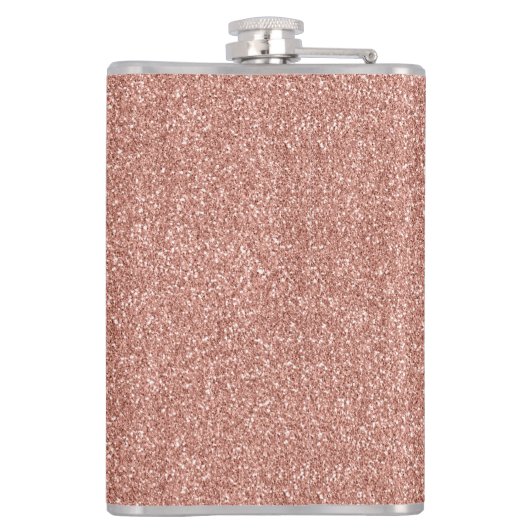 Girly Roos Gouden Glitter Sparkle Stijlvol Monogra Heupfles (Achterkant)