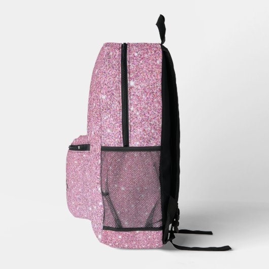 Girly Roos Gouden Glitter Sparkles Monogram Naam P Bedrukte Rugzak (Rechts)