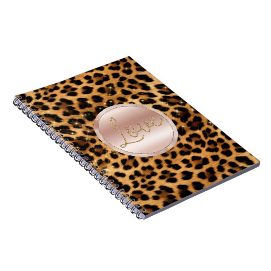 Girly Roos Gouden Luipaard Print Notitieboek (Rechterzijde)