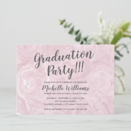 Girly Roos gouden marmer | Vrouwelijk Afstuderen Kaart (Staand voorkant)