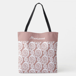 Girly Roos-roze Abstract varenblad naam Canvas tas