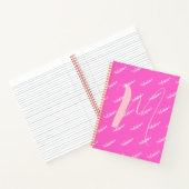 Girly Roos roze kleur - Initiaal naam monogram Notitieboek (Binnen)