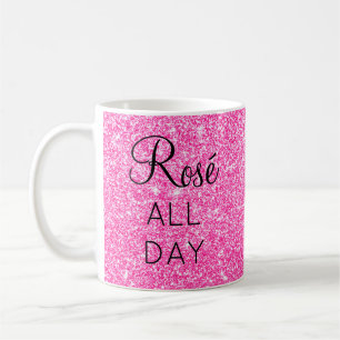 Girly  Rosé de hele dag warme roze glitter Sparkle Koffiemok