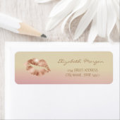 Girly Rose Gold Lips  Étiquette d'adresse ombrée (En situation)