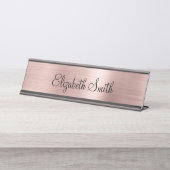 Girly Rose Gold Metallic Bureau Naambordje (Voorkant)