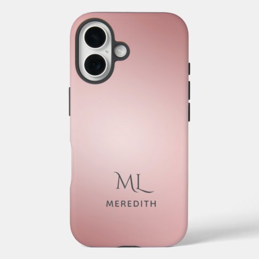 Girly Rose Gold Ombre Personalized Name Case-Mate iPhone Case (Achterkant)