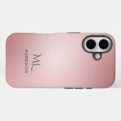 Girly Rose Gold Ombre Personalized Name Case-Mate iPhone Case (Achterkant (horizontaal))