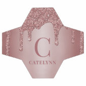 Girly Rose Gold Sparkle Dripping Glitter Monogram (Plat)