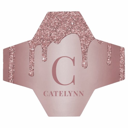 Girly Rose Gold Sparkle Dripping Glitter Monogram (Plat)
