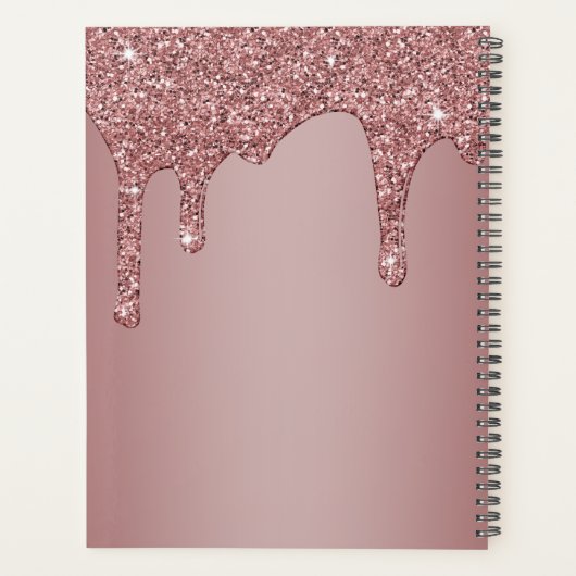 Girly Rose Gold Sparkle Glitter Drips monogram (Dos)